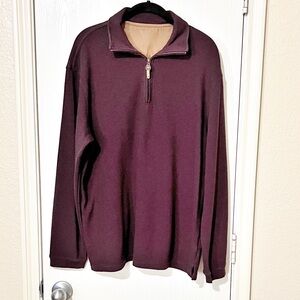 Hudson River Men's Burgundy 1/4 Zip Ribbed Pullover Shirt Casual Fall Large